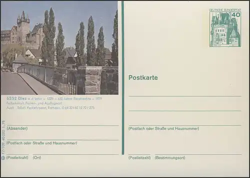 P125-f7/109 6252 Diez, Schloßansicht mit Lahnbrücke **