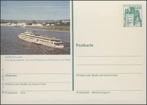 P125-f10/139 5450 Neuwied, Ansicht mit Fluß Schiff **