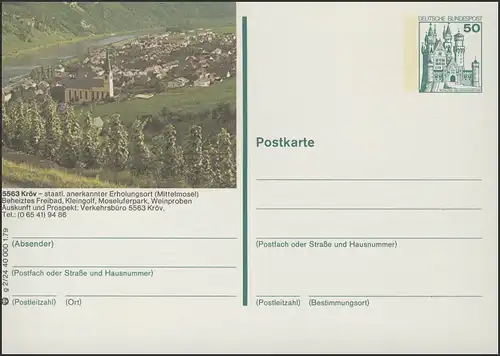 P129-g2/024 5563 Kröv, Ortsansicht mit Mosel **