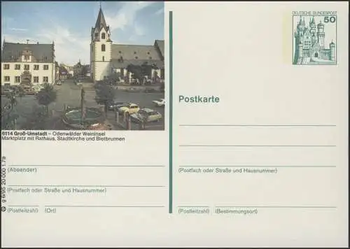 P129-g6/095 6114 Groß-Umstadt Marktplatz mit Rathaus **