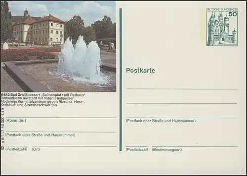 P129-g8/117 6482 Bad Orb, Salinenplatz mit Rathaus **