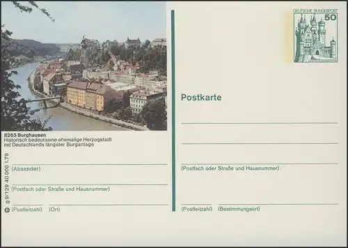 P129-g8/129 8263 Burghausen, Stadtansicht **