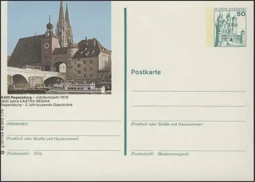 P129-g10/159 8400 Regensburg/Donau, Brücke mit Dom **
