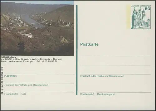 P129-g12/189 5590 Cochem, Ortsansicht mit Mosel **