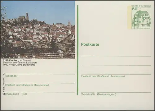 P130-h5/067 6242 Kronberg, Stadtansicht mit Burg **