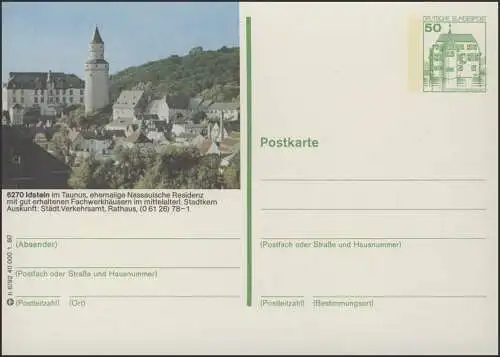 P130-h6/092 6270 Idstein, Stadtansicht mit Schloß **