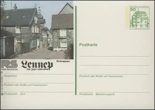 P130-h13/196 - 5630 Remscheid-Lennep, Botengasse **