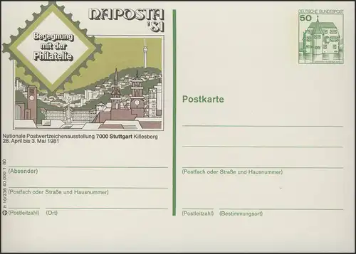 P130-h16/236 - 7000 Stuttgart, vue sur la ville NAPOSTA **