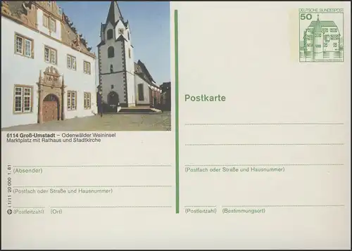 P134-i1/011 - 6114 Groß-Umstadt - Odenwälder Weininsel, Markplatz mit Rathaus **