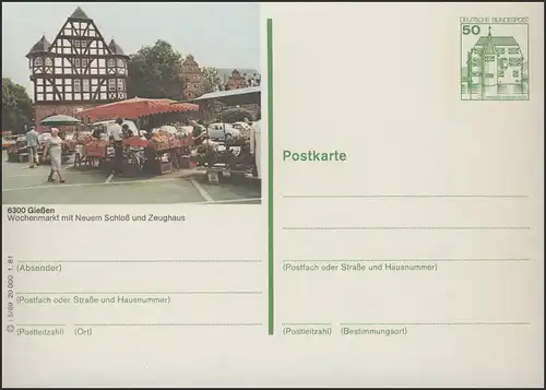 P134-i5/069 6300 Gießen, Wochenmarkt mit Neuem Schloß und Zeughaus **