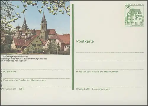 P134-i8/126 - 7110 Öhringen - Stadtansicht mit Kirche **