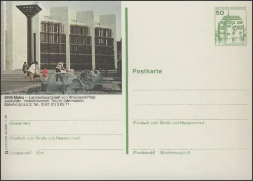 P134-i11/172 6500 Mainz, Rathaus, postfrisch **