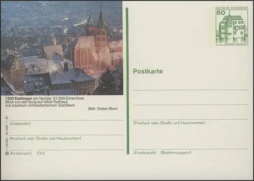 P134-i13/207 7300 Esslingen/Neckar, Altes Rathaus ** postfrisch