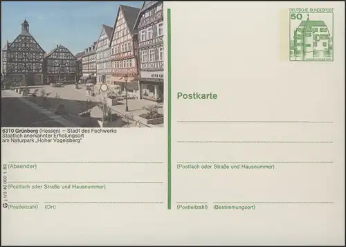 P134-j1/003 - 6310 Grünberg, Marktplatz mit Rathaus **