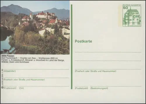P134-j2/025 - 8958 Füssen, Stadtansicht mit Burg **