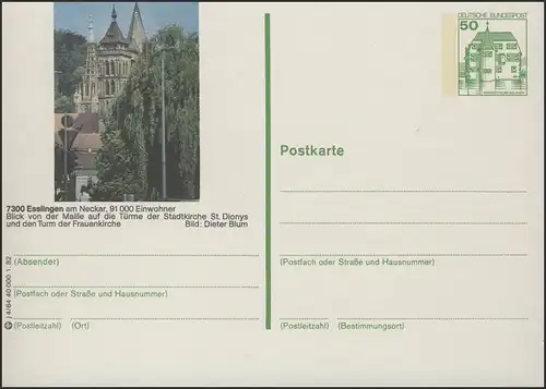 P134-j4/064 7300 Esslingen - Panorama mit Kirchen **