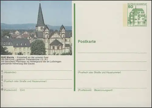 P134-j5/077 6640 Merzig - St.-Peter-Kirche mit barockem Pfarrhaus **