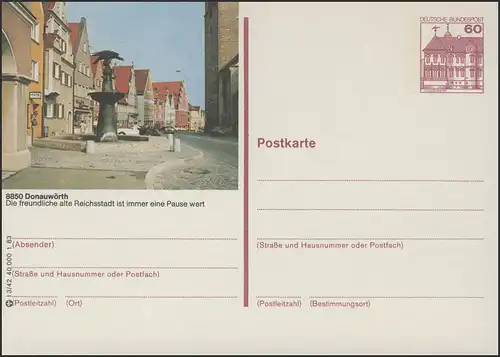 P138-l3/042 - 8850 Donauwörth Reichsstraße mit Brunnen **