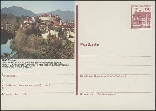 P138-l5/074 8958 Füssen, Stadtansicht mit Burg **