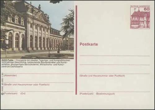 P138-l6/092 6400 Fulda/Hessen, Orangerie **