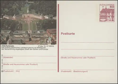 P138-l7/106 7500 Karlsruhe, Luftaufnahme mit Schloß **