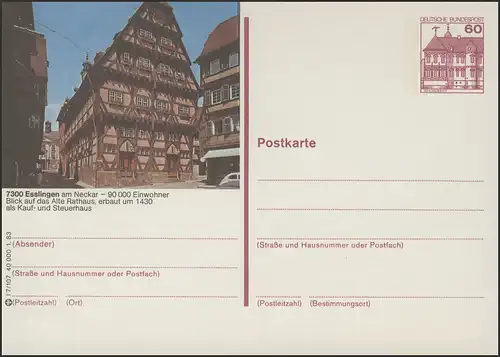 P138-l7/107 7300 Esslingen/Neckar, Altes Rathaus **