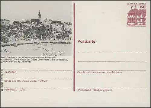 P138-l8/120 8060 Dachau, Stadtansicht Zeichnung **