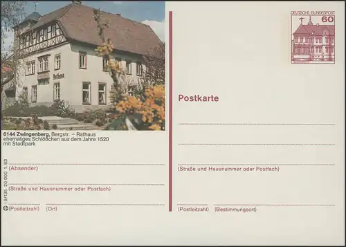 P138-l9/135 6144 Zwingenberg/Bergstraße, Rathaus **