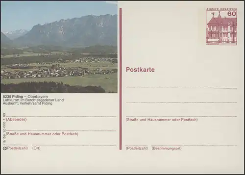 P138-l11/159 - 8235 Piding, Ortsansicht und Berge **