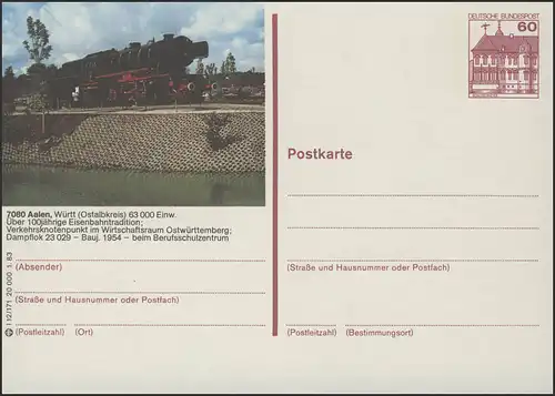 P138-l12/171 7080 Aalen / Ostalbkreis, Dampflok / Eisenbahn **