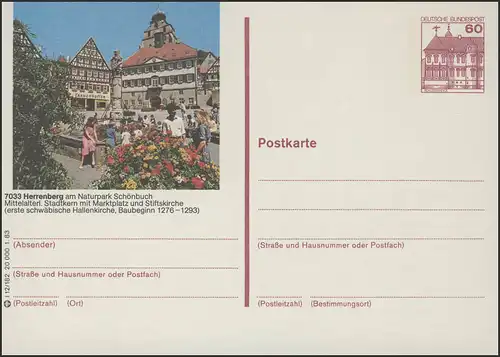 P138-l12/182 7033 Herrenberg, Marktplatz und Stiftskirche **