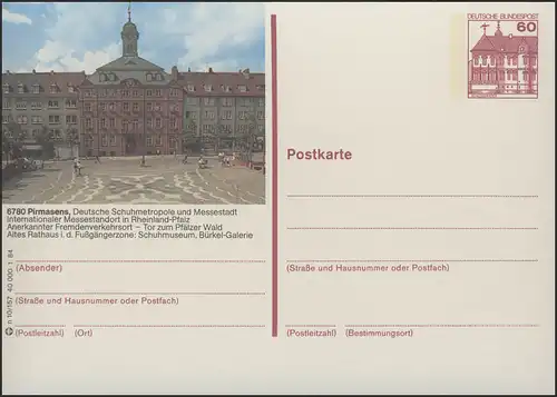 P138-n10/157 6780 Pirmasens, Altes Rathaus ** postfrisch