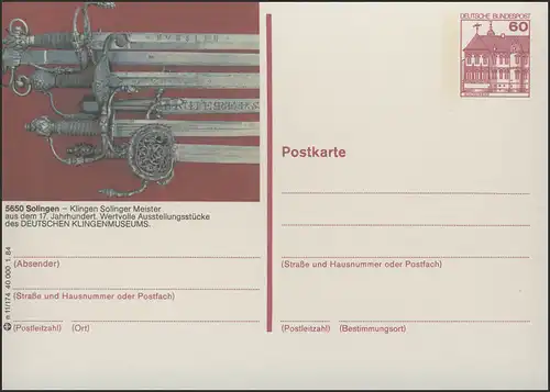 P138-n11/174 5650 Solingen, Solinger Klingen ** postfrisch