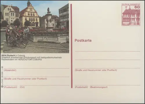 P138-p3/042 8634 Rodach, Marktplatz mit Rathaus **