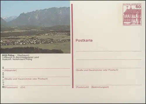 P138-p5/071 8235 Piding, Ortsansicht mit Berge **
