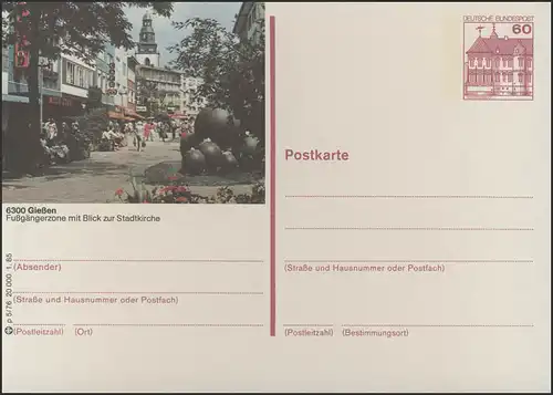 P138-p5/076 6300 Gießen, Fußgängerzone mit Blick zur Stadtkirche **