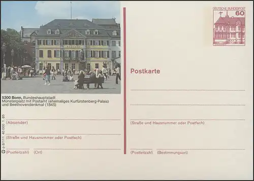 P138-p8/111 - 5300 Bonn, Münsterplatz avec bureau de poste **