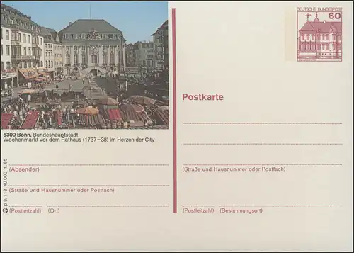 P138-p8/118 - 5300 Bonn, Rathaus mit Wochenmarkt **