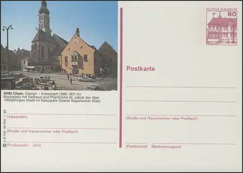 P138-p9/134 - 6490 Cham Marktplatz Rathaus Pfarrkirche **