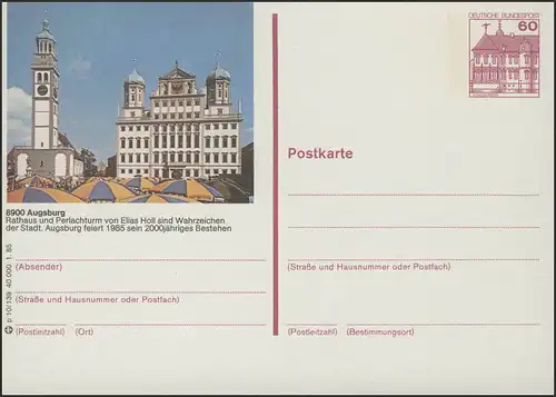 P138-p10/139 8900 Augsburg, Rathaus und Perlachturm **