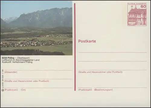 P138-q4/049 8235 Piding, Ortsansicht mit Berge **