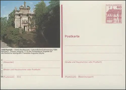 P138-q8/099 - 7550 Rastatt, Einsiedelner Kapelle **