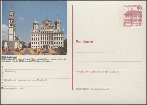 P138-q10/137 8900 Augsburg, Rathaus und Perlachturm **