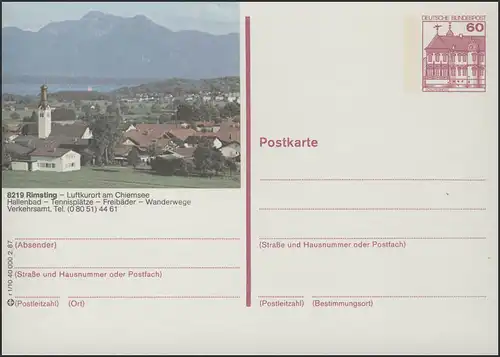P138-r1/010 8219 Rimsting, vue sur le village avec des montagnes **