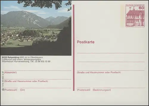 P138-r1/014 8222 Ruhpolding, Teilansicht mit Berge **