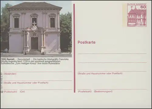 P138-r5/071 7550 Rastatt, église du château **