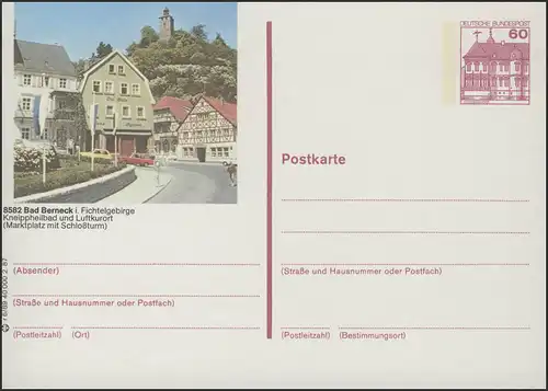 P138-r6/089 8582 Bad Berneck, Marktplatz Schlossturm **