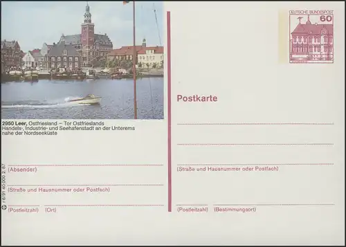 P138-r6/091 2950 Leer, Hafen mit Rathaus **