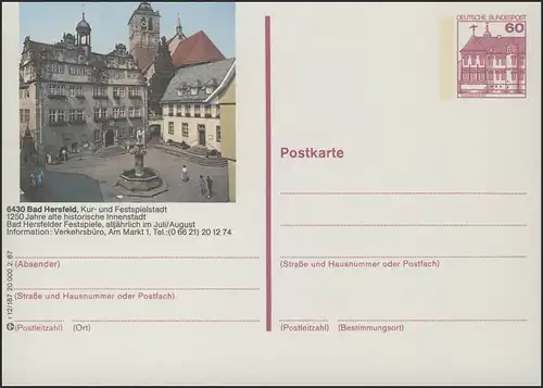 P138-r12/187 6430 Bad Hersfeld, Hôtel de ville avec église **