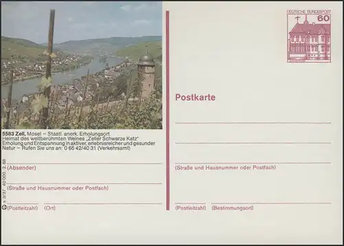 P138-s3/037 5583 cellules / Moselle, vue sur la localité **